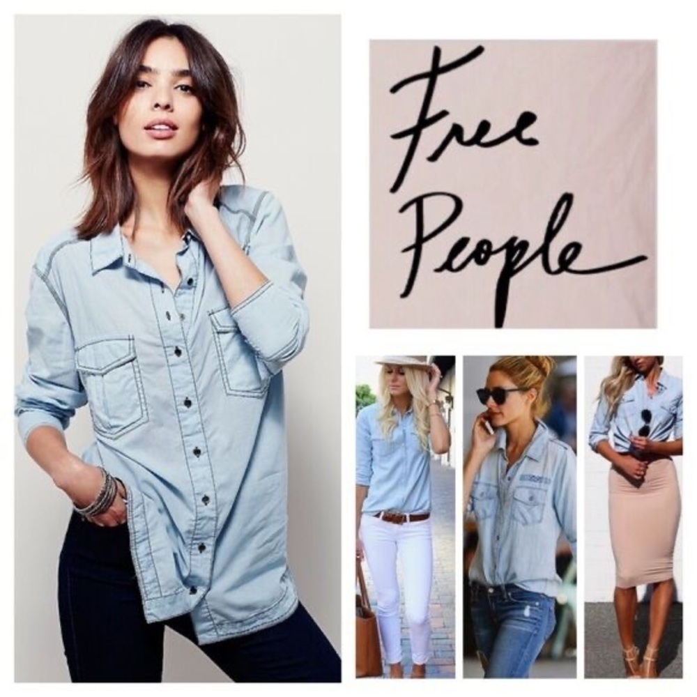 Free People last chance button down blouse top L